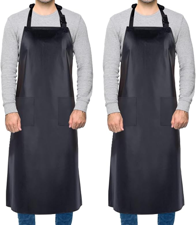 Homsolver 2 Pack Waterproof Rubber Aprons, Heavy Duty Butcher by Homsolver