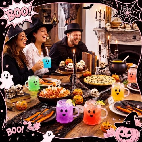 Didaey 4 Pcs Halloween Boo Ghost Coffee Mugs Clear Novelty Spooky Cups - Image 4