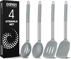 Pack of 4 Large Silicone Cooking Spatulas and Spoons, Slotted and Solid by DaiRenKitchen