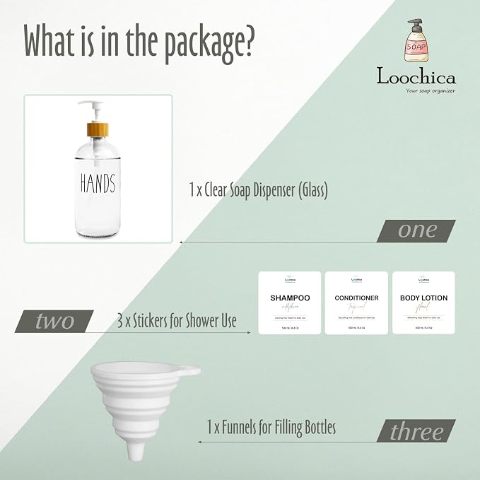 LOOCHICA Clear Glass Soap Bottle - Image 2