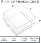 STORi SimpleSort 6-Piece Stackable Clear Drawer Organizer Set | 6" x 6" x 2" - Image 2