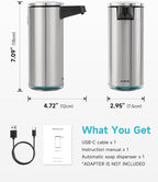 AIKE SensePro Automatic Soap Dispenser Type-C Rechargeable, Brushed Stainless - Image 3