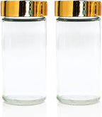 Tianifa 2pcs Gold Spice Jars, 3 oz Glass Seasoning Bottles, Spices Container by Tianifa