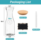 Glass Carafe with Bamboo Lid, Round 35 Oz Beverage Dispensers Carafe, Mimosa - Image 3