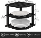 VERTORGAN 3 Tier Bamboo Corner Shelf, Dish Drying Rack, Plate Organizer - Image 3