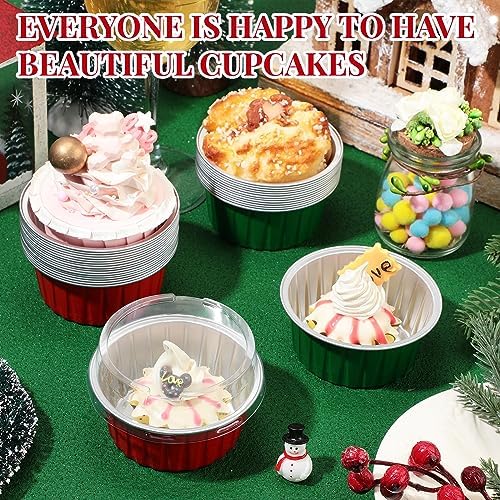 Umigy 100 Pcs Christmas Aluminum Foil Baking Cups with Lids,Classic - Image 4
