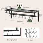 CHOEZON Hanging Pot Rack, Wall-Mounted Pot Rack, Kitchen Cookware Organizer - Image 4