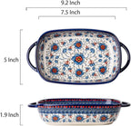 Blue and Orange Flower Vintage Style Ceramic Bakeware Casserole Dish Baking Pan - Image 2