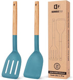 Pack of 2 Silicone Cooking Spatula, Heat Resistant Solid Turner, Non Stick by BUNDLEPRO