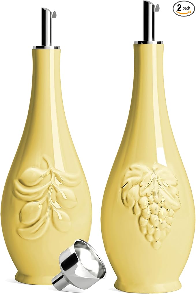 HOMBENE Porcelain Oil and Vinegar Dispenser, 16oz Oil Dispenser by HOMBENE