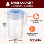Tribello 1 Gallon Pitcher with Lid, Freezer/Dishwasher Safe, and BPA Free - Image 3