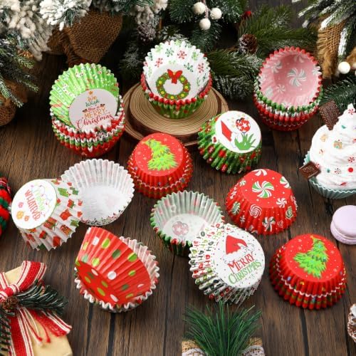 SANNIX 450pcs Christmas Cupcake Liners, Xmas Candy Baking Cups Cupcake Wrappers Paper Wraps Muffin Liners for Christmas Holiday Birthday Party Candy Cake Decorations Supplies(9 Designs) - Image 6