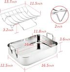 JY COOKMENT Roasting Pan with Baking Rack, 16.5 Inch Stainless Steel Turkey - Image 3