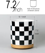 LoeJan 3 Compartment Utensil Holder, Extra Large Utensil Crock, Stable Ceramic - Image 5