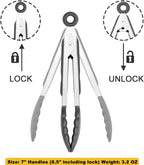 HINMAY Small Silicone Tongs 7-Inch Mini Serving Tongs - Image 3