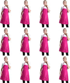 12 Pcs Bib Bulk Hot Pink Aprons by TSDSTORY