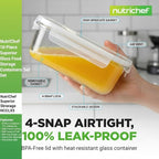 NutriChef 10-Piece Superior Glass Food Storage Containers Set, Stackable - Image 4