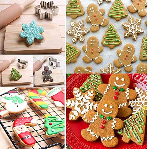 Christmas Cookie Cutter Set - 5 Piece Holiday Cookies Molds - Snowman, Christmas Tree, Gingerbread Man, Candy Cane, Snowflake - Image 5