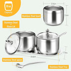 holoith 2 Pack Coffee and Sugar Dispenser - 10 oz Sugar Bowl with Glass Lid and - Image 3
