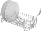 mDesign Kitchen Sink Dish Drainer – Small Metal and Plastic Dish Rack - Image 7