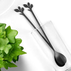 AnSaw 6-Piece Elegant Black Leaf Long Handle Teaspoons - Image 4