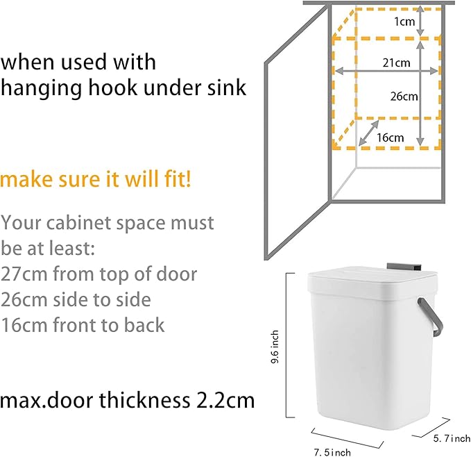 stonespace Small Kitchen Trash Can - Image 7