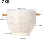 Metal Colander with Wood Handle and Stable Base, Powder Coated Steel Kitchen - Image 2