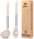 Silicone Pasta Fork and Ladle Spoon Set, Large Non Stick Kitchen Utensils by BUNDLEPRO