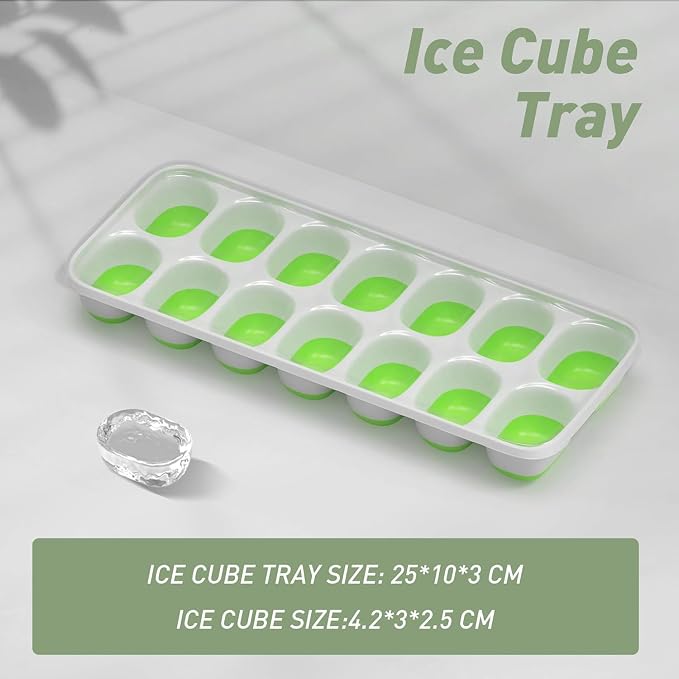 ChefAide Ice Cube Tray with Lid, 2 Packs 28 Cubes Durable Stackable Ice Cube - Image 3