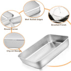 E-far Small Baking Pan with Lid, 9.4”x 7” x 2” Stainless Steel Rectangle Sheet - Image 2