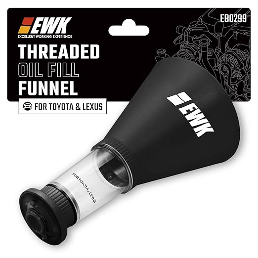 EWK Oil Funnel Threaded Engine Oil Fill Funnel, Secure No-Leak Design by EWKTool