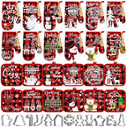 Qinyoung 48 Pcs Christmas Kitchen Oven Mitts Pot Holders, Christmas Plaid by Qinyoung