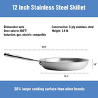 Misen 5-Ply Stainless Steel 12" Frying Pan - Image 7
