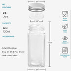 AOZITA 24 Pcs Glass Spice Jars - 4oz Empty Square Spice Bottles Containers - Image 2