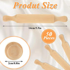 50Pcs Mini Rolling Pin, 5.5 Inches Mini Wooden Rolling Pins, Small Dough - Image 3