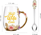 OEAGO Gifts for Wife from Husband Romantic Tea Cup Gifts for Her Birthday - Image 2