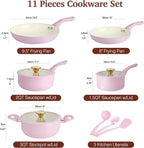 M MELENTA Pots and Pans Set Non Stick, 11-Piece Induction Cookware, Non Toxic - Image 2