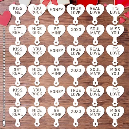 36 Pcs Valentine's Day Conversation Hearts Cookie Stencils for Baking by JULBEAR