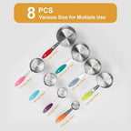 Stainless steel measuring cup set, consisting of 8 cups, suitable - Image 2