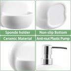 RQYIXI Soap Dispenser with Sponge Holder Ceramic Hand and Dish Soap Dispenser - Image 6