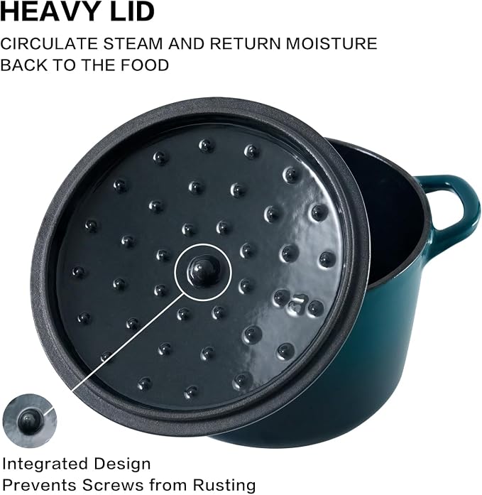 Flavehc Dutch Oven Pot with Lid 2.8 qt Cast Iron Dutch Oven - Image 3