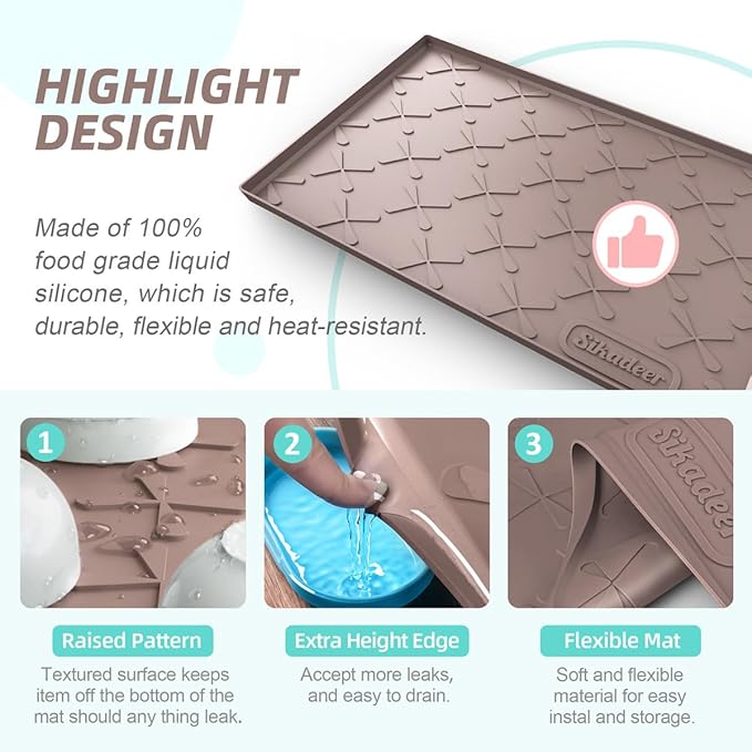 SIKADEER 31" x 19" Under Sink Mat Waterproof, Silicone Mat Kitchen Drawer Shelf - Image 4