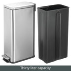 mDesign Slim Metal Rectangle 7.9 Gallon Trash Can - Image 6