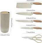 Kitchen Knife Set, Retrosohoo 6-Pieces Khaki Sharp Knife Block Sets - Image 7