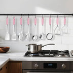 18/0 Stainless Steel Cooking Utensils Set, Heavy Duty Pink Handle - Image 6