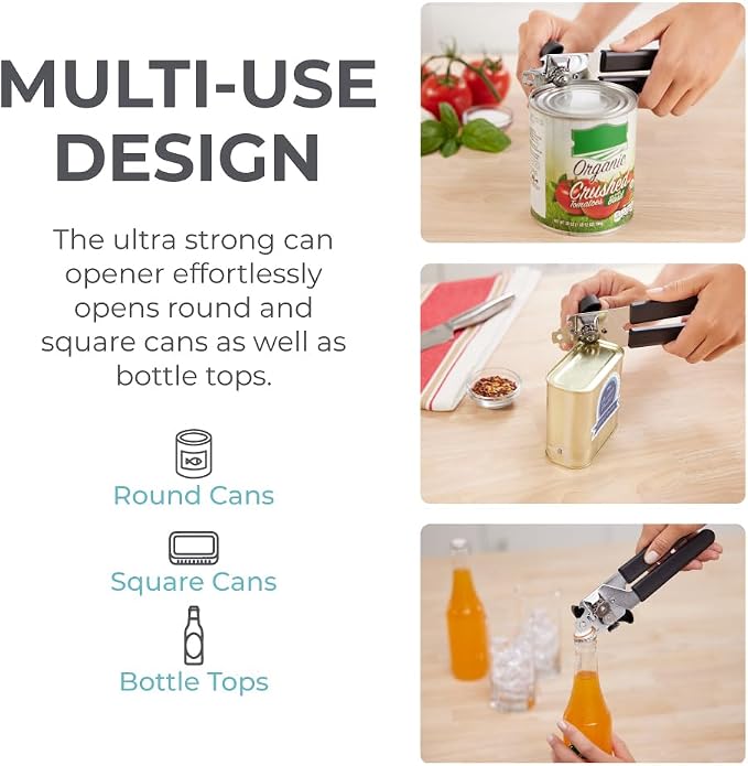 Kitchen Genie Slip Resistant Stainless Steel Manual Can Opener, Sharp Blade - Image 6