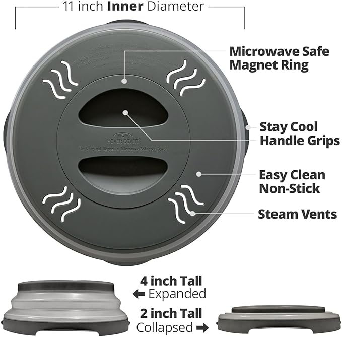 HOVER COVER 2 PACK Magnetic Microwave Splatter Cover - Image 7