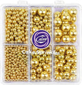 Sprinkles for Cake Decorating, 4 Sizes 4.76oz Gold Pearl Sugar Sprinkles with Nonpareils for Cake Cupcake Cookie Baking Dessert Donuts Topping by Kercky