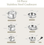 KOCH SYSTEME CS Stainless Steel Pots and Pans Set, 10 Piece Stainless Steel - Image 4