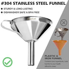Anaeat Stainless Steel Kitchen Funnel, Oils & 1 Pc Cleaning Brush - Image 4